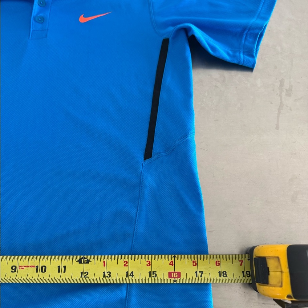 Nike Polo Shirt Blue and Orange Performance Fabric - Picture 7 of 9